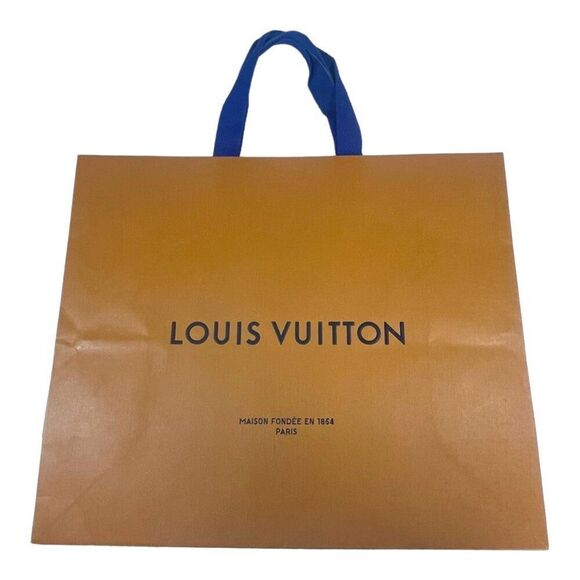Louis Vuitton Designer Shopping Bag Tote Gift Fabric Blue Handles Large 15x13 - Picture 1 of 5